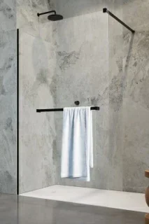 Cabina dus Walk-In Radaway Modo New II Black cu suport prosop 90xH200 cm