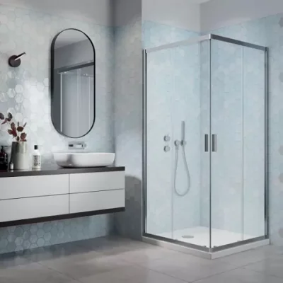 Cabina de dus patrata Radaway Alienta C cu usi culisante 80x80 cm crom lucios