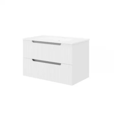 set mobilier riflat cu lavoar fluminia malta 60 cu sertare soft close alb