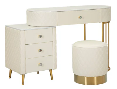 masa de toaleta cu taburet masuta dressing sharon mauro ferretti 120x40x75 cm lemn de pin mdf metal alb auriu