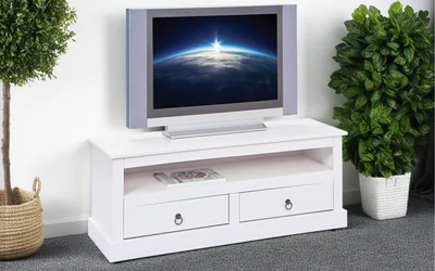 comoda tv provence 3 inter link 118x39x45 cm lemn alb