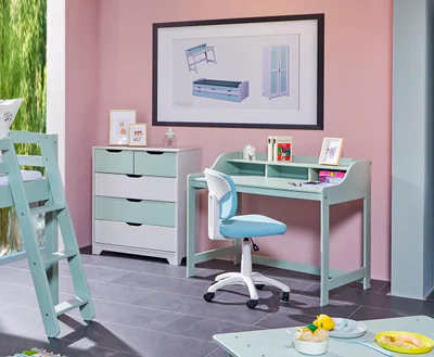 Birou pentru copii Conversation Desk, Inter Link, 110x68.4x90.6 cm, lemn, verde