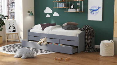 pat multifunctional pentru o persoana 90x200 cm lena 10c inter link lemn gri