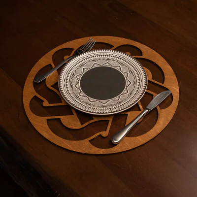 set de covorase de masa din lemn hermia 790pyn1111 dimensiune 36 x 36 cm 4 bucati maro