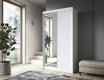 Dulap pentru haine cu oglinda ELTAP, Biancco II, 120x60x220 cm, MDF, alb