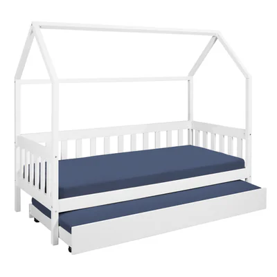 pat pentru camera copilului 90x200 cm funky hausbett inter link lemn alb