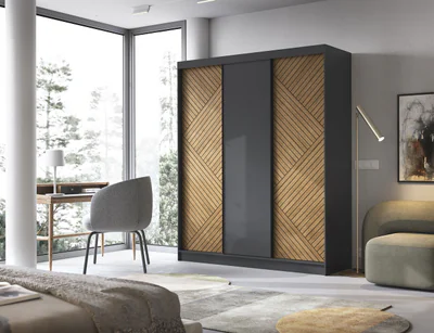 Dulap pentru haine ELTAP, Marrphy III, 180x60x220 cm, MDF/ABS, negru/maro