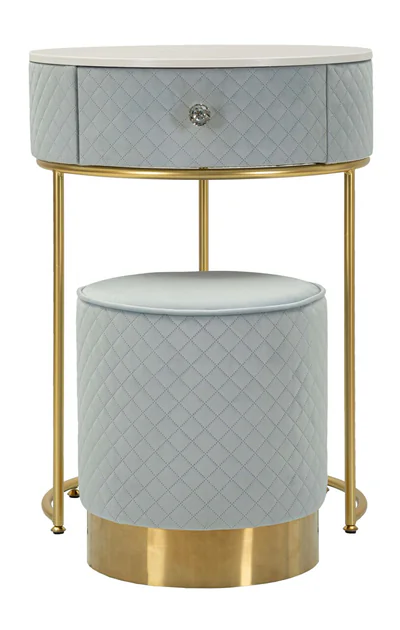 masa de toaleta cu taburet masuta dressing vellit mauro ferretti 52x70 cm lemn de pin mdf metal albastru deschis