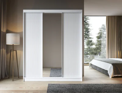 Dulap pentru haine cu oglinda ELTAP, Biancco III, 180x60x220 cm, MDF, alb