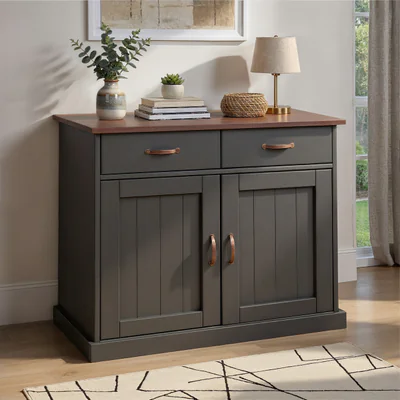 Comoda Luzerna 3.1, Inter Link, 90x45x86 cm, lemn, gri/sepia