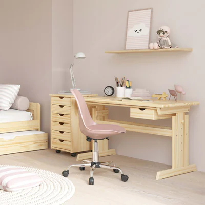 Birou reglabil pe inaltime Julia, Inter Link, 109x55x63-96 cm, lemn, natur