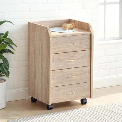 masuta cu roti dulap de birou novi inter link 40x36x65 cm mdf sonoma