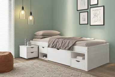 Pat multifunctional pentru camera copilului, 90x200 cm, Till, Inter Link, lemn, alb