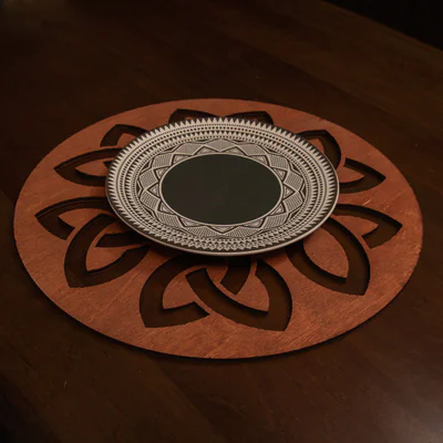 Set de covorase de masa din lemn, Hermia, 790PYN1120, Dimensiune: 36 x 36 cm (4 bucati), Roz