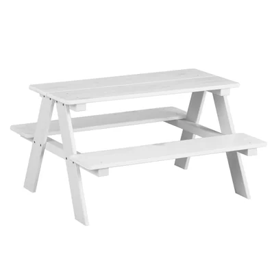 Set masa cu 2 banci pentru copii Henning, Inter Link, 90x82x50 cm, lemn, alb