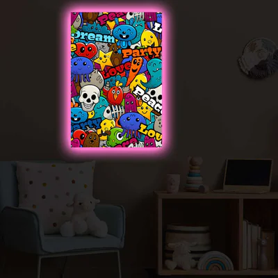 tablou decorativ cu lumina led 4570popartdact 010 dimensiune 45 x 70 cm multicolor