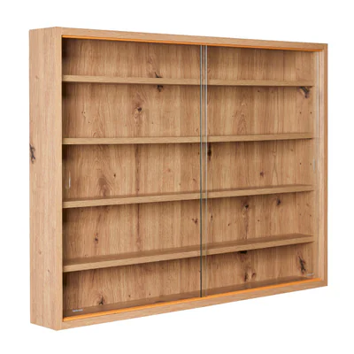 raft de perete artisario inter link 80x10x60 cm mdf sticla oak