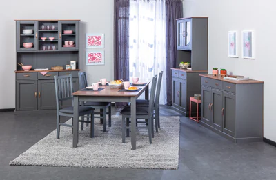 Masa Luzerna 1.1, Inter Link, 160x90x75 cm, lemn/MDF, gri/sepia