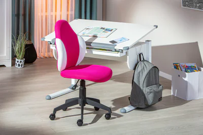scaun de birou pentru copii jessi inter link 52x56x94 103 5 cm rotativ plastic poliester roz alb