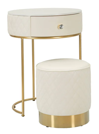 masa de toaleta cu taburet masuta dressing sharon mauro ferretti 52x70 cm 36x39 cm lemn de pin mdf metal alb auriu