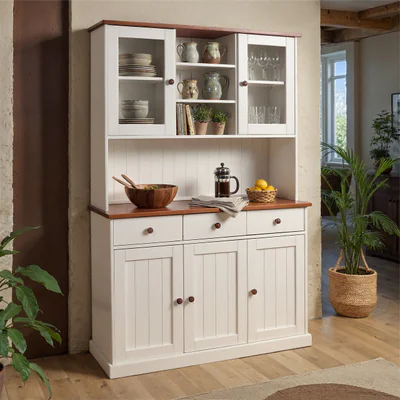 bufet westerland 6 2 inter link 131x45x190 cm lemn alb maro sepia