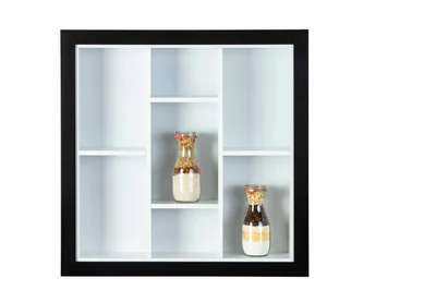 raft de perete septem inter link 67x14x67 cm lemn alb negru