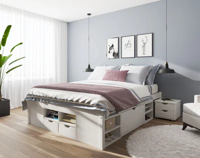 pat multifunctional dublu 180x200 cm till inter link lemn alb