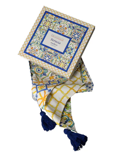 Traversa de masa, Medicea Retro, include cutie cadou, Brandani, 45x140 cm, bumbac