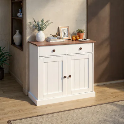 comoda westerland 3 2 inter link 90x45x86 cm lemn alb maro sepia