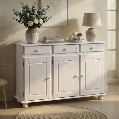 comoda livio inter link 130x43x86 cm lemn alb