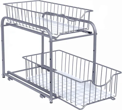 organizator de bucatarie cu 2 cosuri glisante songmics 36x21x25 5 31 5 cm otel argintiu