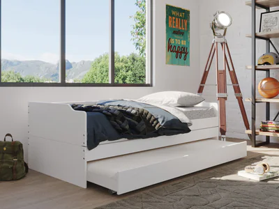 pat multifunctional 3 in 1 pentru o persoana 90x200 cm lotar inter link lemn alb