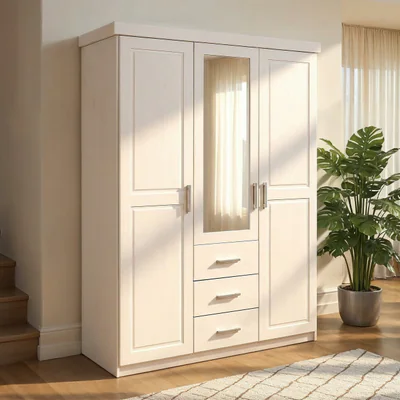 dulap geraldo inter link 140x55x190 cm lemn alb