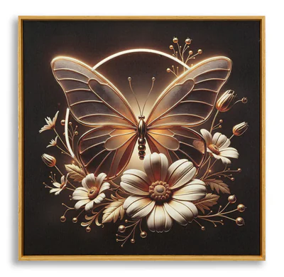 Tablou decorativ cu LED, Mauro Ferretti, Butterfly, 50x50 cm, lemn de pin/canvas, multicolor