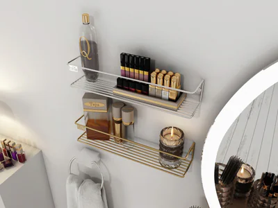 raft de perete hanah home banyo makyaj raf suport pentru condimente auriu
