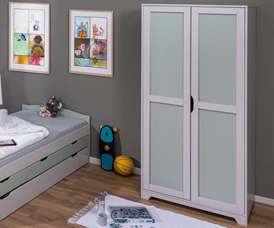 dulap pentru camera copilului prati inter link 92x59 5x205 cm lemn gri verde