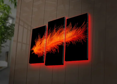 set 3 tablouri decorative cu lumina led 3patdact 19 20 x 39 cm 2 piese multicolor