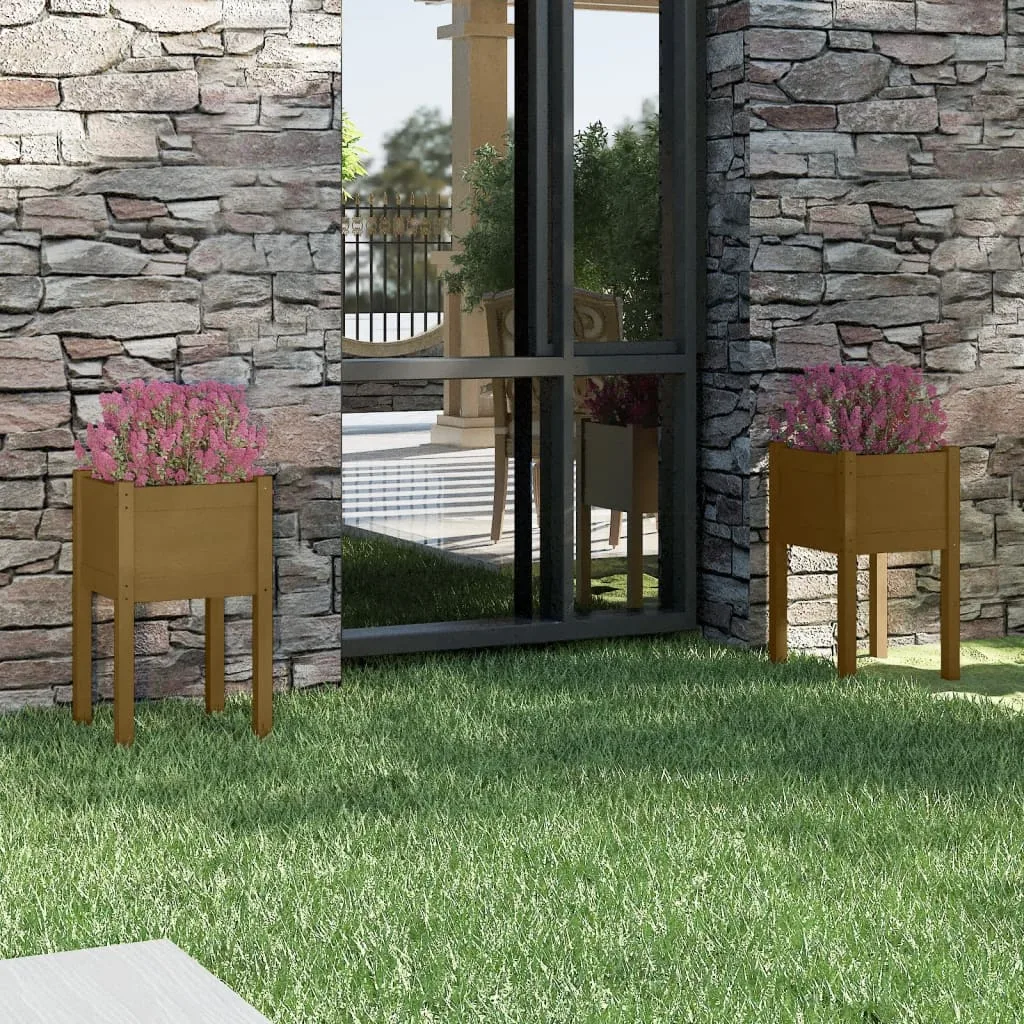 8720286815274_m_en_hd_1 vidaXL Jardiniere grădină 2 buc. maro miere 40x40x70 cm lemn masiv pin