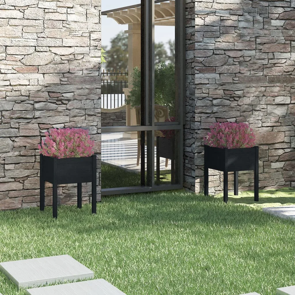 8720286815397_m_en_hd_1 vidaXL Jardiniere de grădină, 2 buc., negru, 50x50x70cm lemn masiv pin