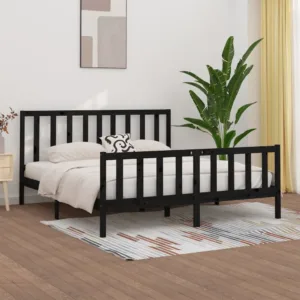 vidaXL Cadru de pat, negru, 200x200 cm, lemn masiv