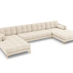 Coltar 7 locuri tapitat Bali picioare gold – L383 x l185 x h75