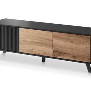 Comoda TV Random RTV1 stejar wotan/negru - L150 x A40 x h47 cm