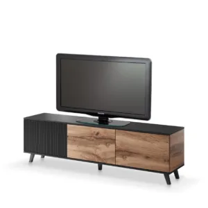 Comoda TV Random RTV2 stejar wotan/negru - L180 x A40 x h52 cm