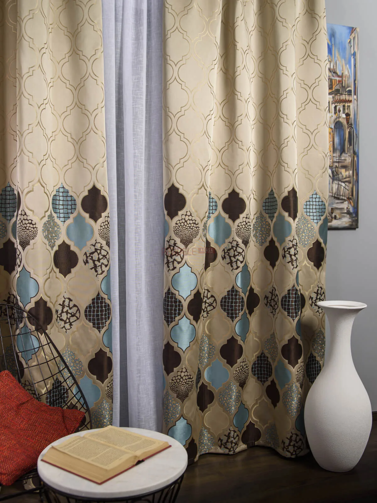 draperie-tip-panou-bejalbastrumaroPA-17866962 Draperie tip panou bej,albastru,maro - imagine 2