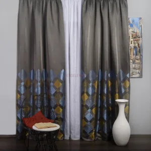 Draperie tip panou gri,bleu,galben