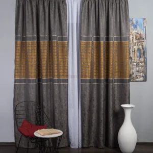 Draperie tip panou gri,mustar