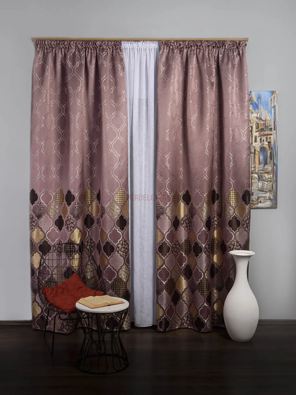 draperie-tip-panou-lilamarobejPA-17616861 Draperie tip panou roz,maro,bej