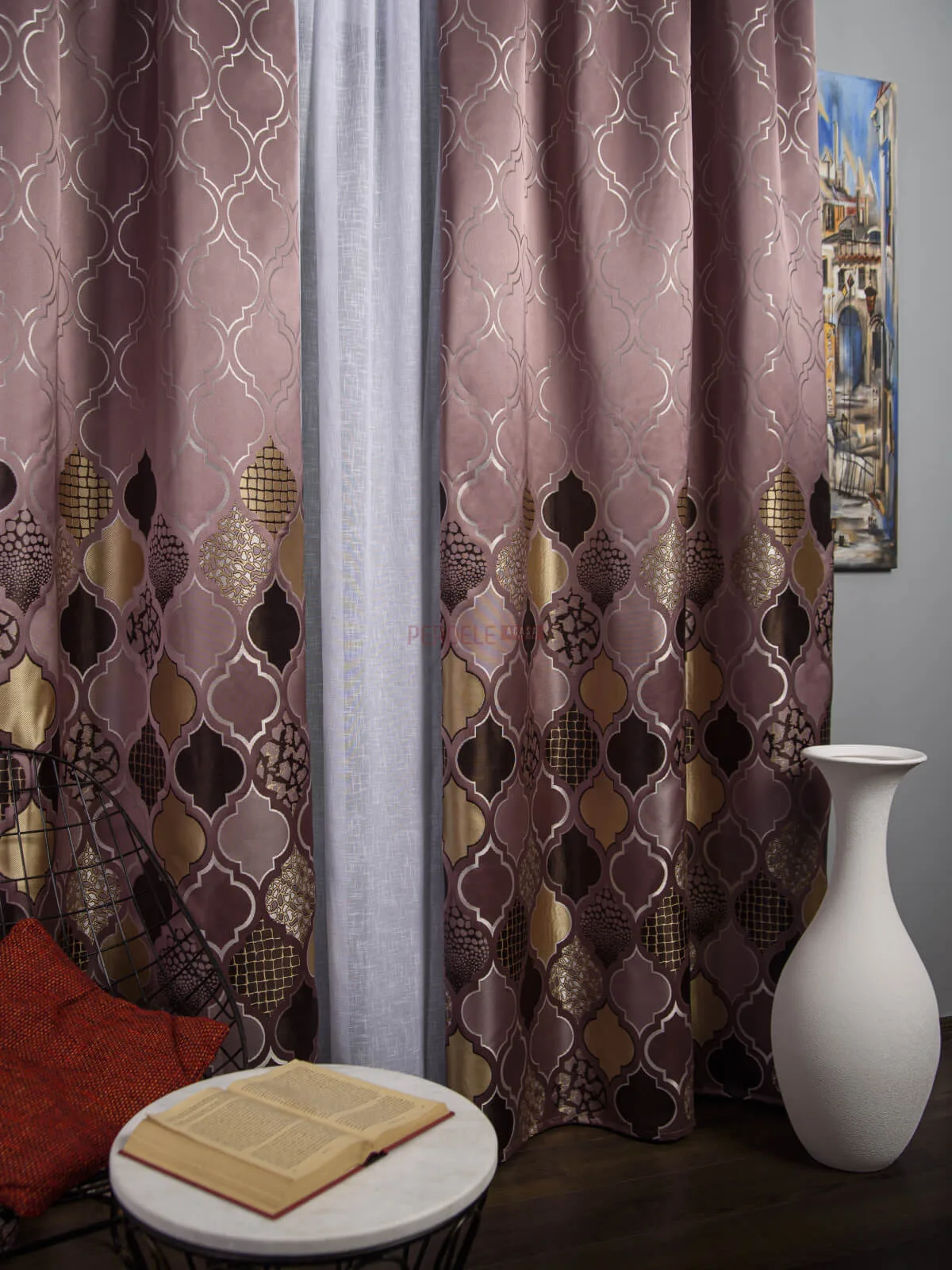 draperie-tip-panou-lilamarobejPA-17616862 Draperie tip panou roz,maro,bej - imagine 2