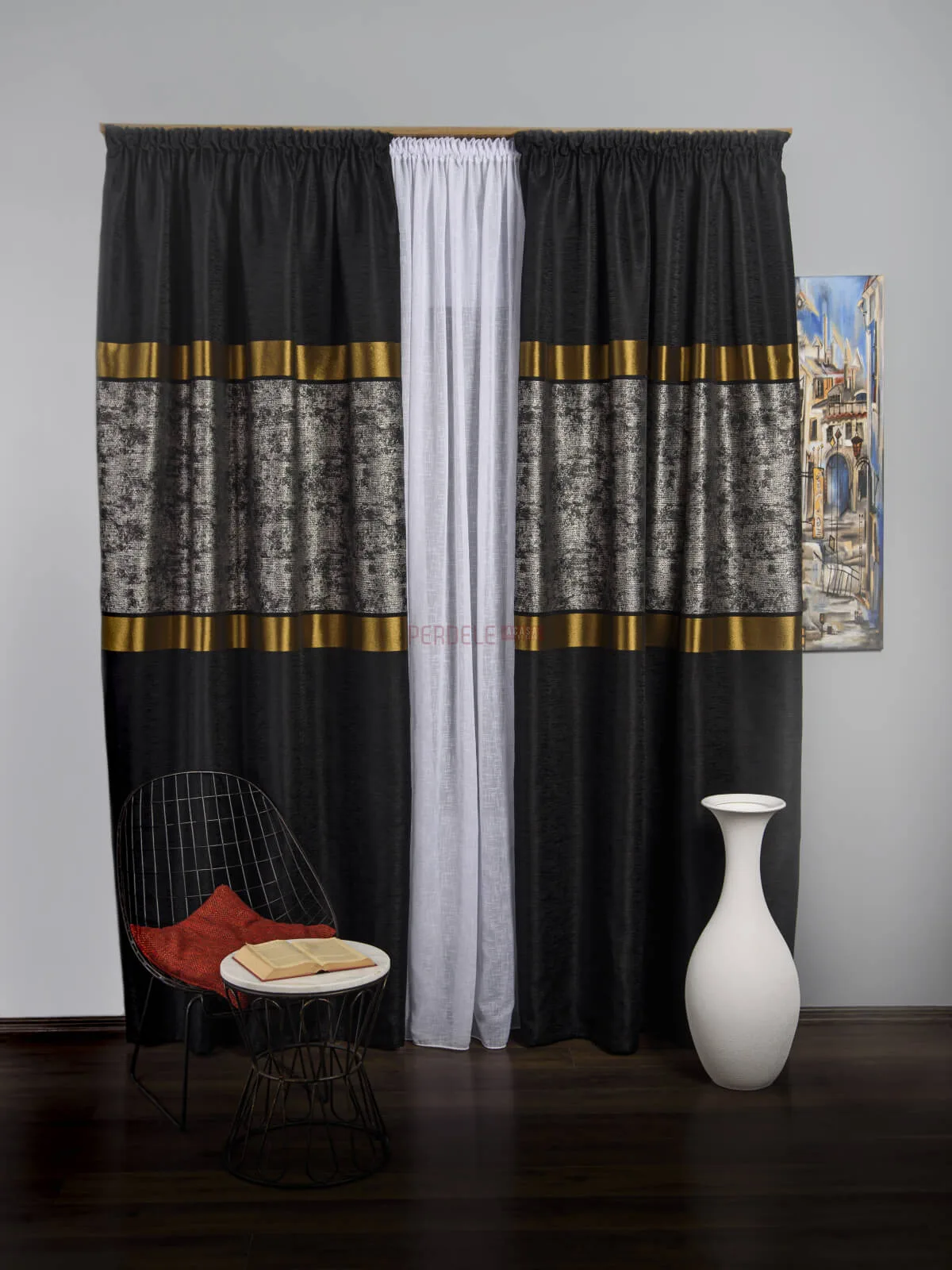 draperie-tip-panou-negruargintiugalbenPA-18917380 Draperie tip panou negru,argintiu,galben