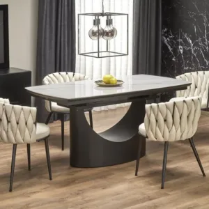 Masa extensibila Osman marmura alba - L160-220 cm